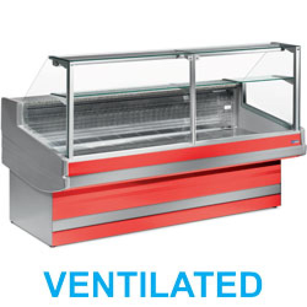 Diamond 2500 / VD / VENTILATED Belüftete Verkaufstheke gekühlt mit gerader Glasscheibe 90°  ohne Reservefach