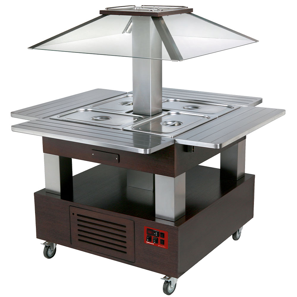 Diamond Inseln Warmes Bain Marie Insel-Buffet, 4x1/1-150 Wenge Holz