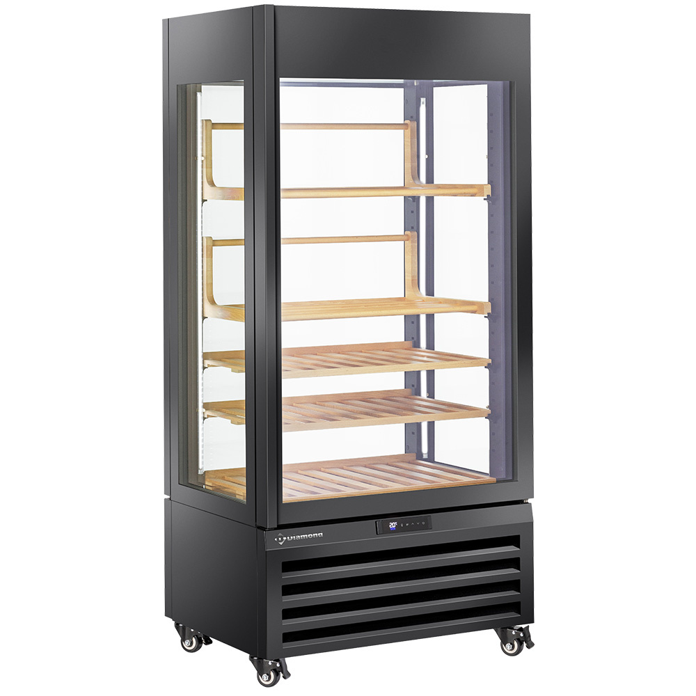 Diamond 600 Lt / WINE Vollverglaste Vitrine" 600 l, 1 Ebene + 4 Regale, belüftet - WINE - SCHWARZ