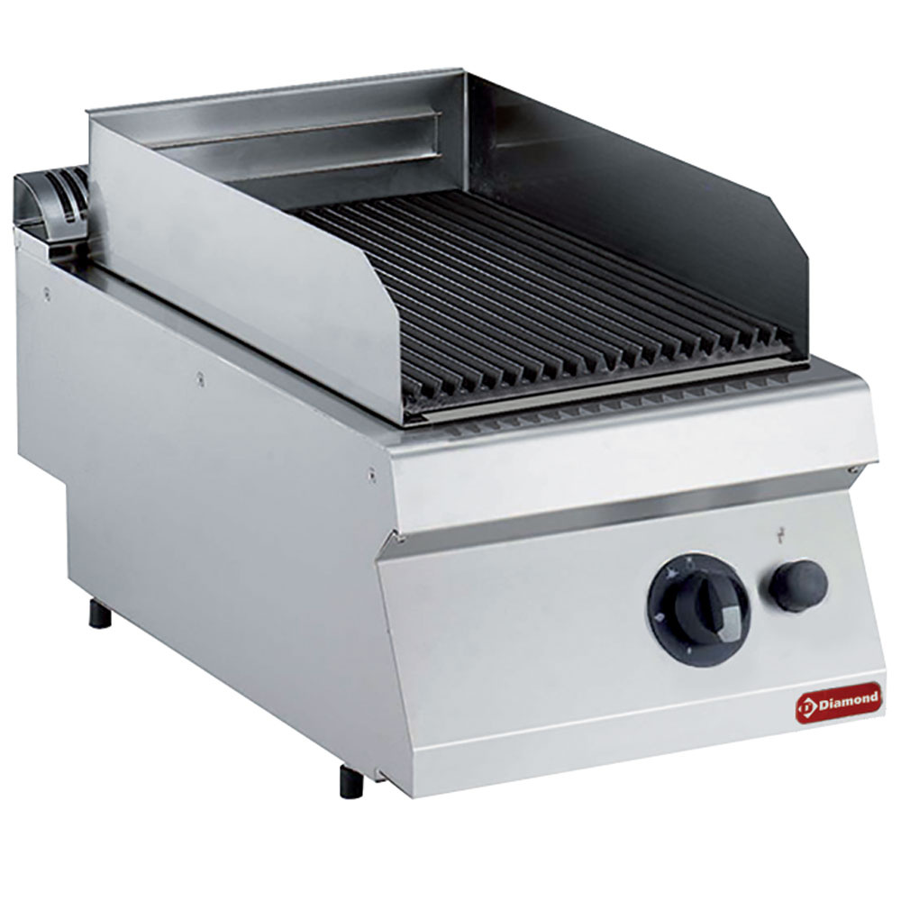 Diamond GAS Gas Lavasteingrill, Grillfläche aus Gusseisen 1/2 Mod -TOP-