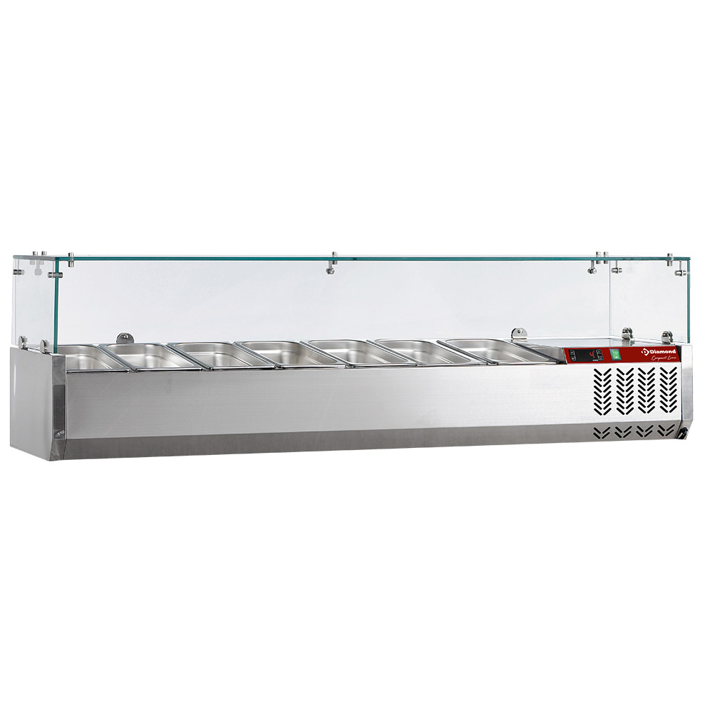 Diamond Kühlaufsatzvetrinen GN Kühlaufsatz 7x GN 1/4 - 150 mm, mit Glas