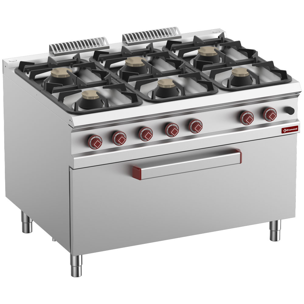 Diamond GAS Gasherd 6 Brenner auf MAXI Gasofen
