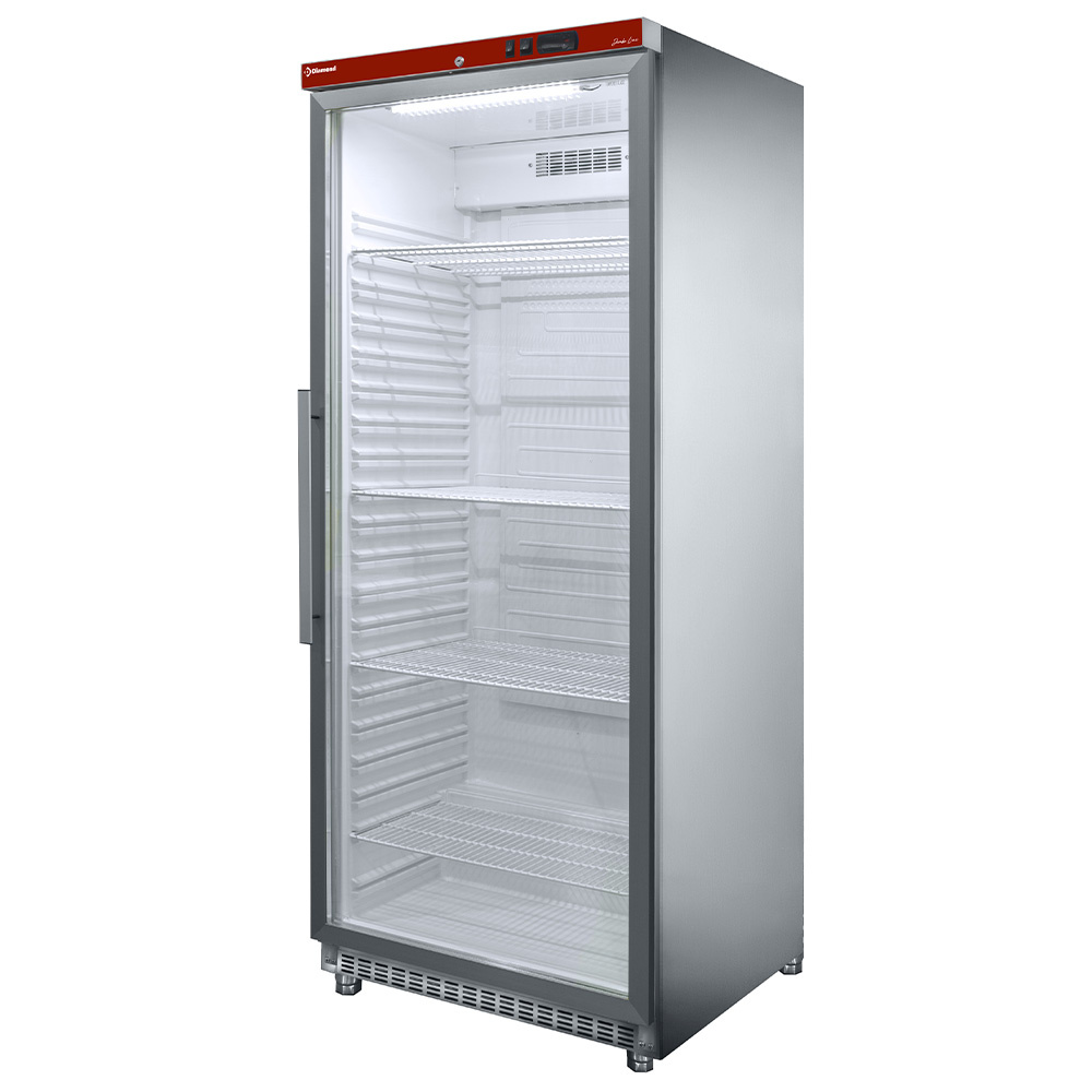 Diamond 600 Lt / GN 2/1 Kühlschrank GN 2/1, Glastür, belüftet, 600 Liter. aus Edelstahl