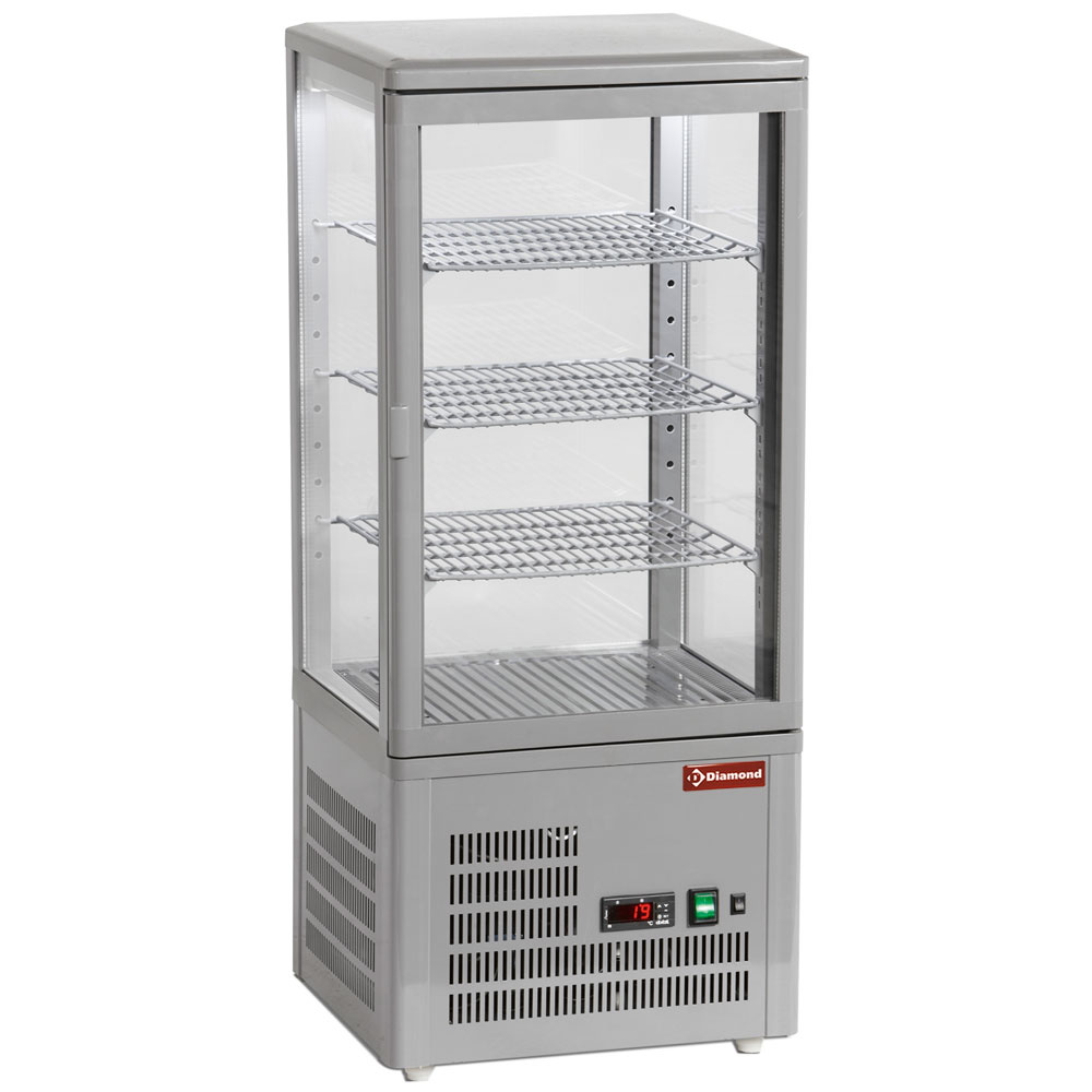 Diamond Vitrines T° positive & negative Tischvitrine, 4-seitig verglast, 4 Ebenen "Grau"