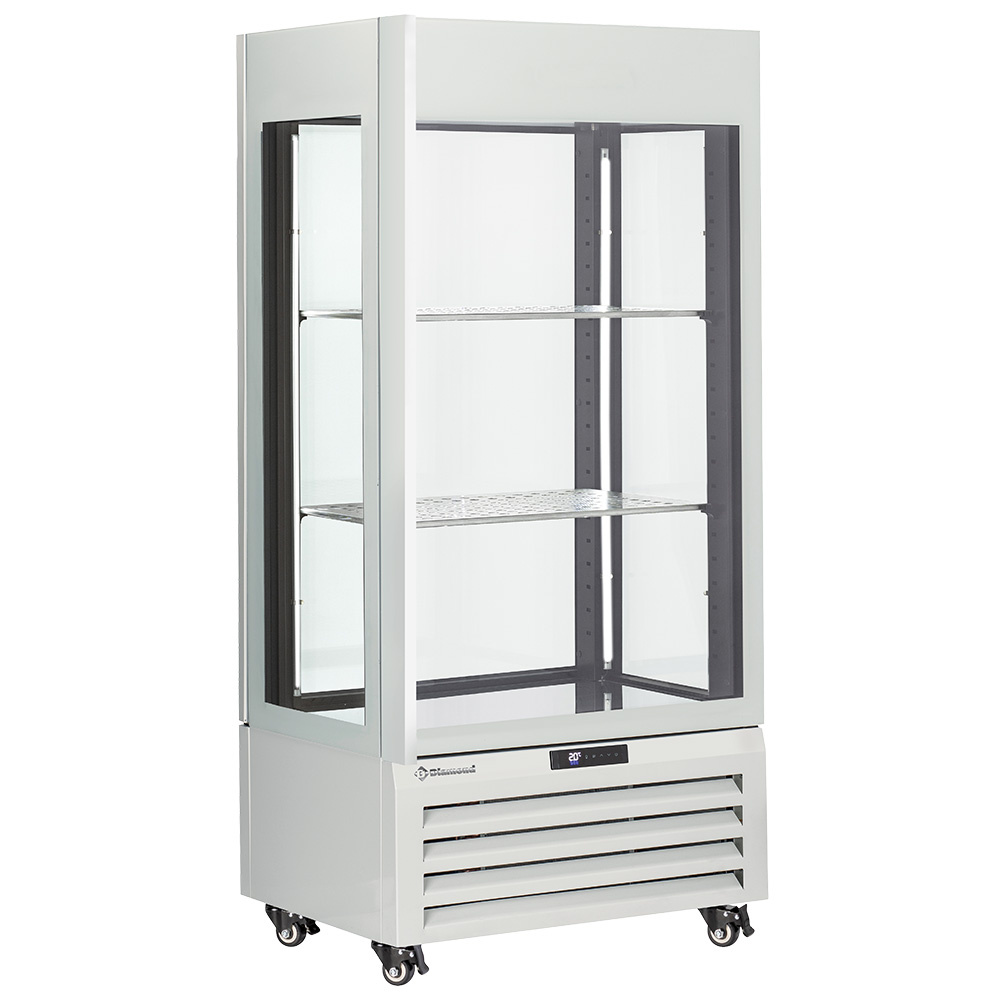 Diamond 600 Lt / WINE Vollverglaste Vitrine" 600 l, 1 Ebene + 2 Regale, belüftet - WINE - WEISS