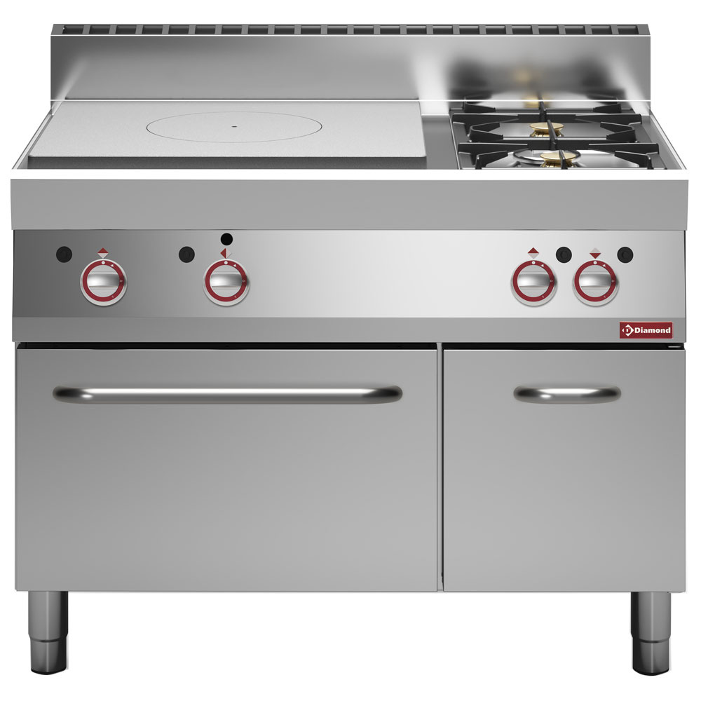 Diamond Kochserie Modular ALPHA 650 Gasherd Glühplatte, 2 Brenner, Gasbackofen und neutraler Unterbau