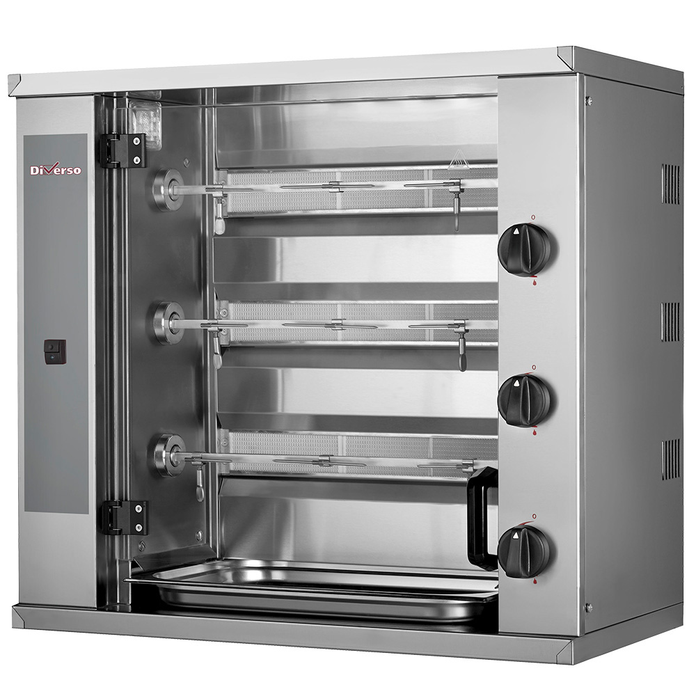 Diverso Hähnchengrill Hähnchengrill Gas, 3 Spieße (9 Hähnchen) SMALL