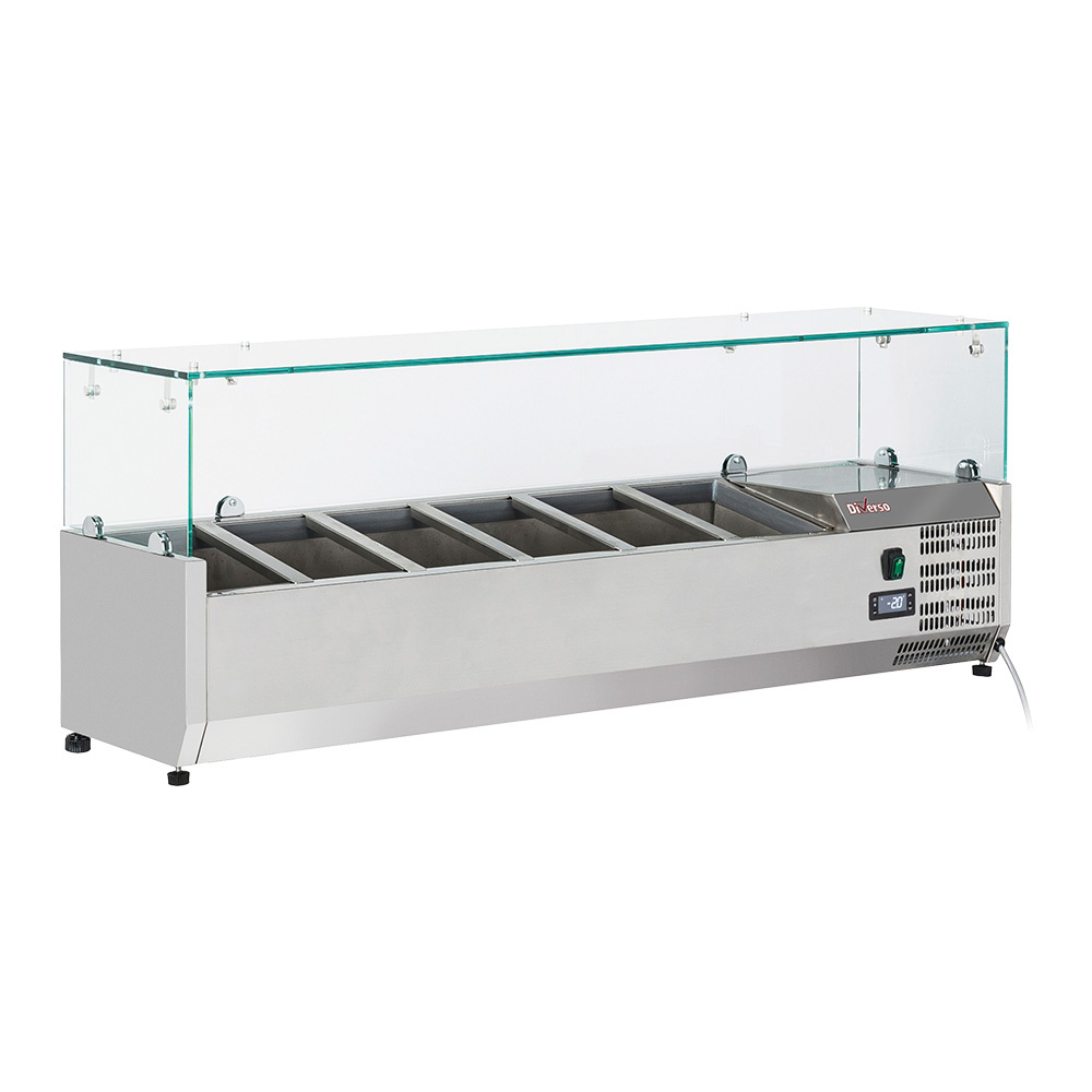 Diverso Kühlaufsatzvetrinen GN Kühlaufsatz 6x GN1/4 - 150 mm, mit Glas
