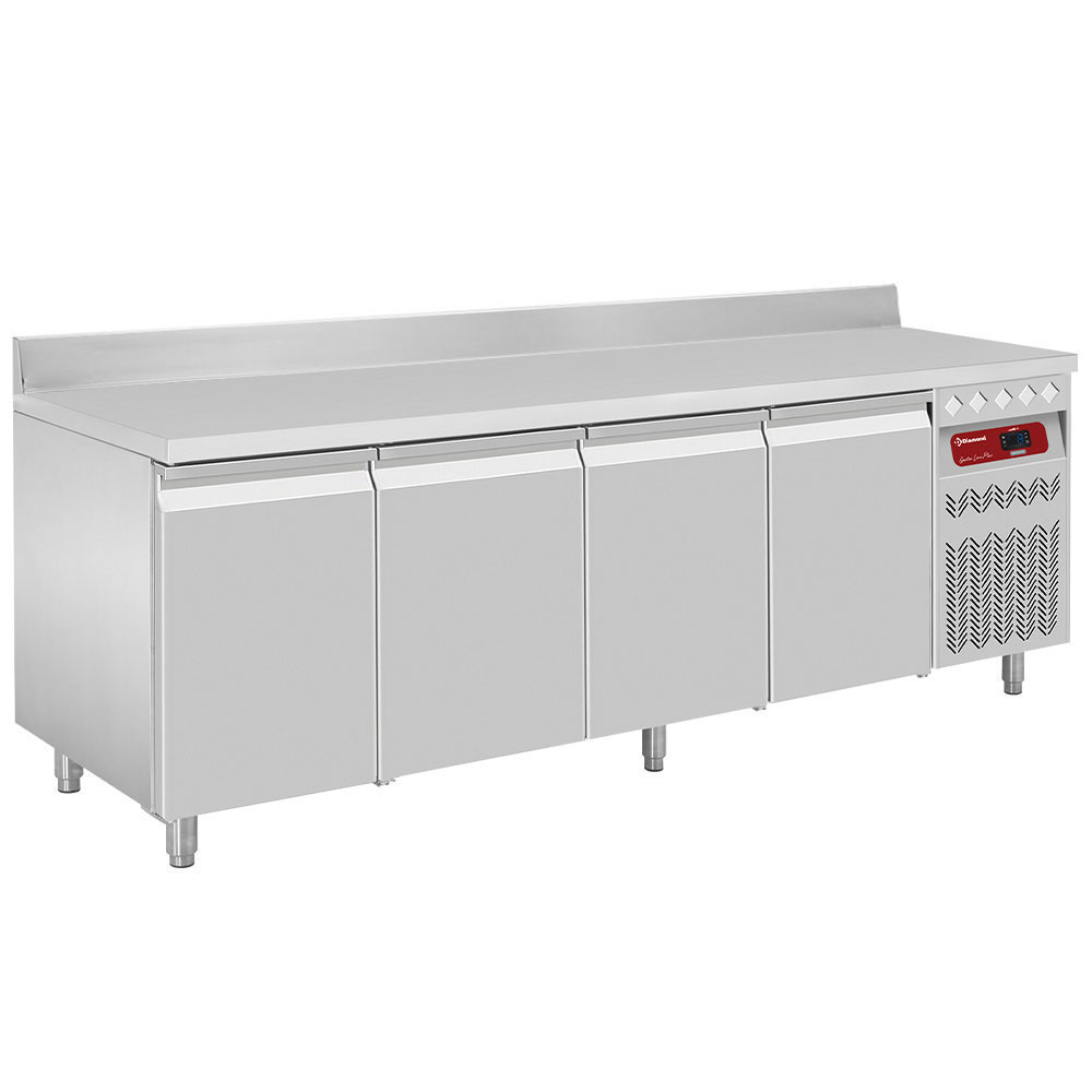 Diamond 700 MM / GN 1/1 Umluft- Kühltisch "für die Wand", 4 Türen GN 1/1, 550 Liter
