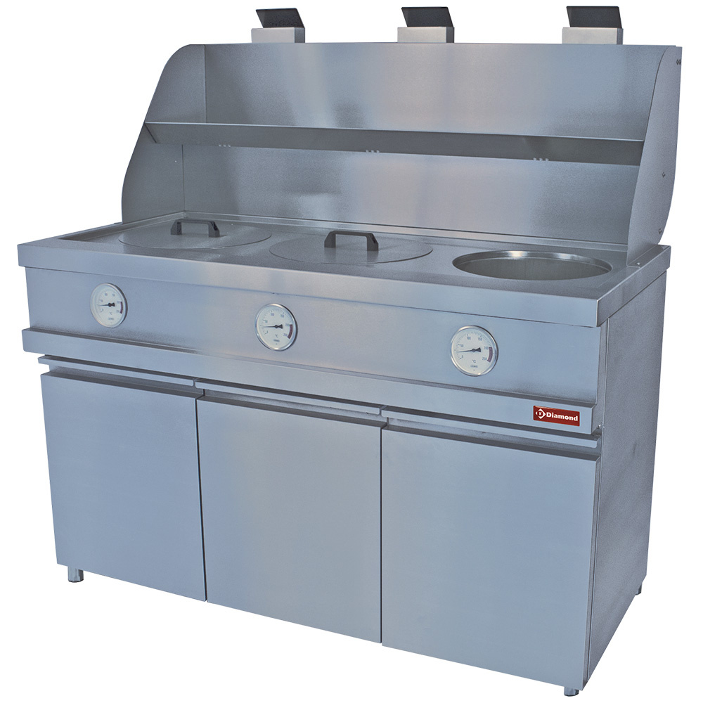 Diamond Friteusen Gas-Fritteuse HEAVY DUTY, 3 runde Becken, mechanisch