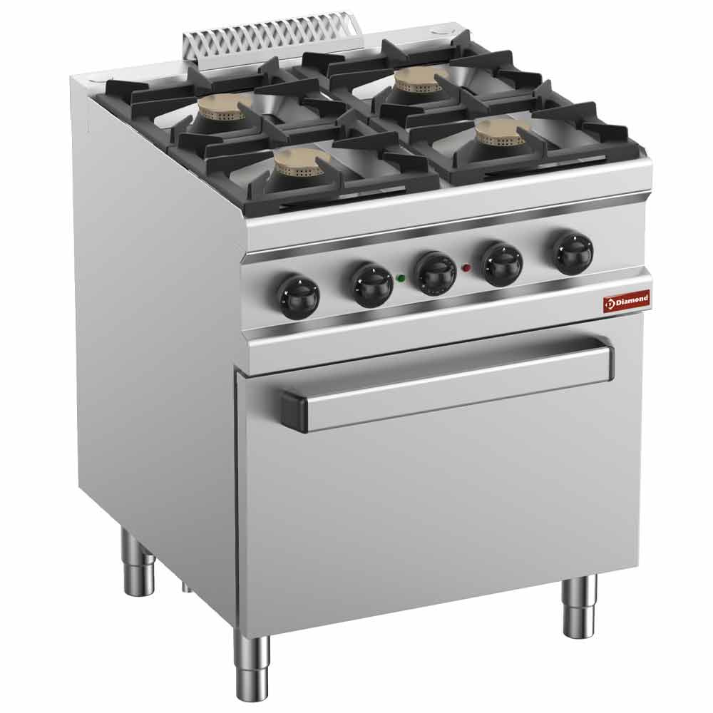 Diverso Ofen Gasherd 4 Brenner auf Elektrobackofen GN 1/1