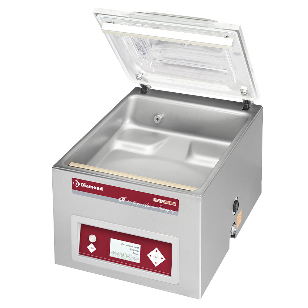 Diamond INTELLIGENT VACUUM PACK. Vakuummaschine, Edelstahlbehälter 420x460xh180 mm. -21 m3/Std. LCD-Bildschirm