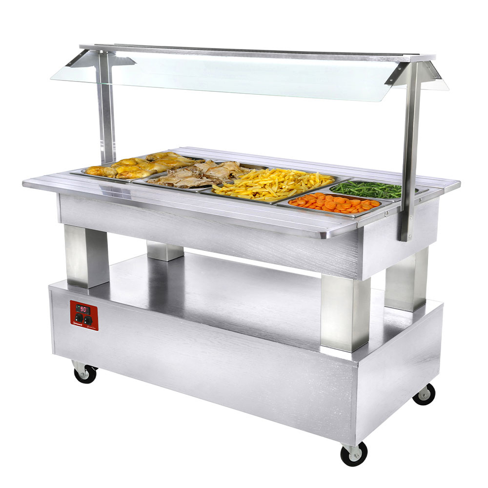 Diamond Bain-marie / 4xGN 1 / 1 Buffet warm, Bain Marie 4x GN1/1-150 (weißes Holz)