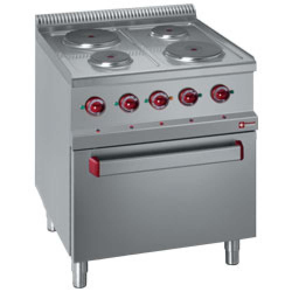 Diamond Kochserie OPTIMA 700 Elektroherd 4 runde Platten auf Elek. Backofen GN 2/1 und Elek. Grill