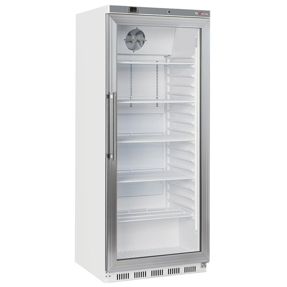 Diverso Kuehl/Gefrieschraenke Kühlschrank GN 2/1, Glastür, belüftet, 600 Liter - Weiss