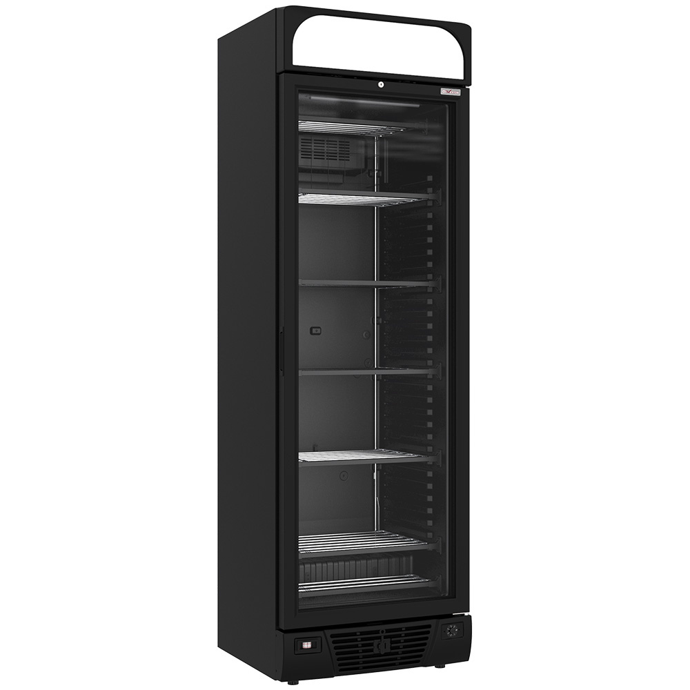 Diverso Vitrines T° positive & negative negative belüftete Vitrine 374 Liter - 5 feste Ebenen mit Leuchtkasten - SCHWARZ