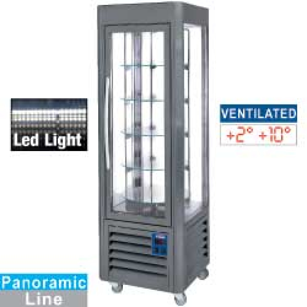 Diamond Vitrines T° positive & negative Panorama Vitrine, 5 rotierende Glasablagen, 360 LT, Anthrazit