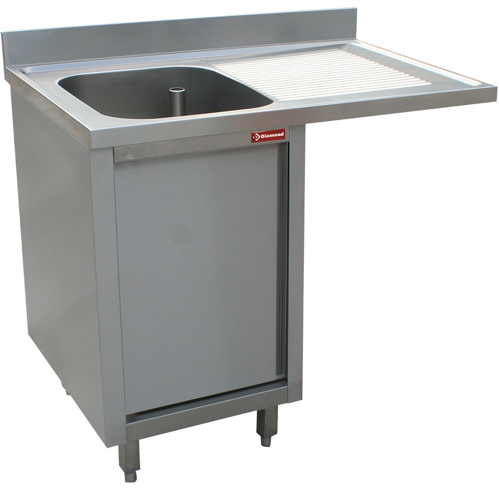 Diamond Waschbecken geschlossen Spültisch mit einem Becken, Abtropfbrett rechts, auf Schrank mit 2 Schwingtür und platz für Geschirr.