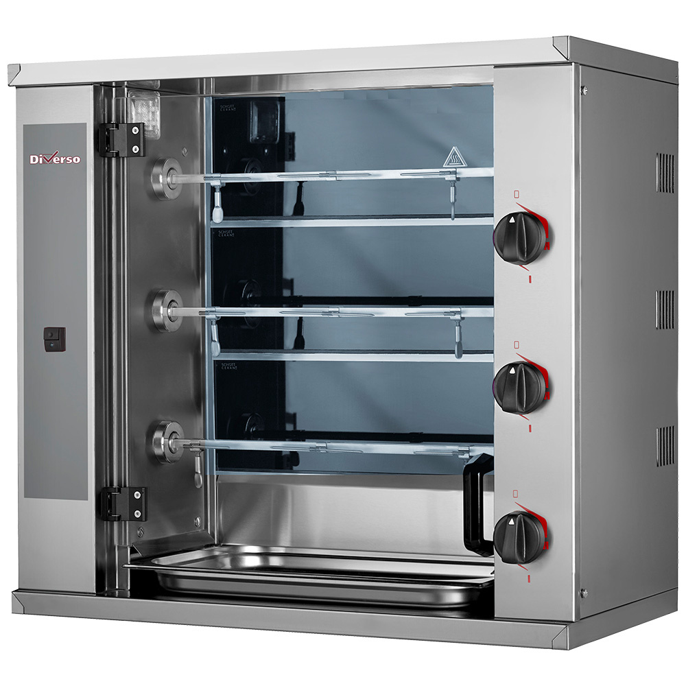 Diverso Hähnchengrill SMALL Hähnchengrill Glaskeramik, 3 Spieße (9 Hähnchen)