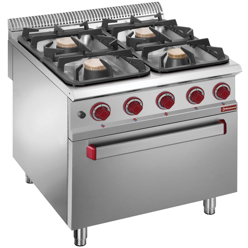 Diamond GAS - ELECTRIC Gasherd 4 Gasbrenner, Elfektro-Ofen GN 2/1