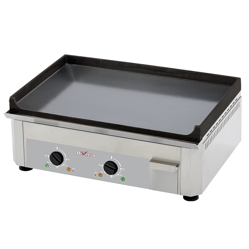 Diverso Grillplatten Elektro Tischgrill, doppelt, emaillierte