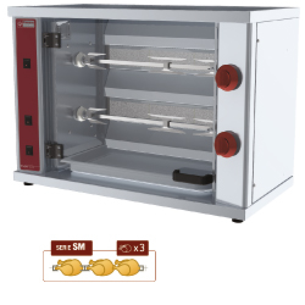 Diamond Hähnchengrill Hähnchengrill Gas (klein), 2 Spieße, 3 Hähnchen pro Spiess