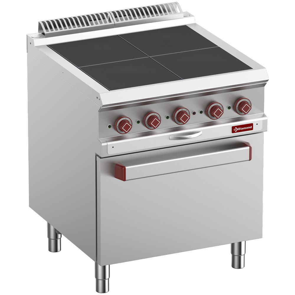 Diamond Kochserie OPTIMA 700 Elektroherd mit 4 extra flachen Platten, auf GN2/1 Ofen