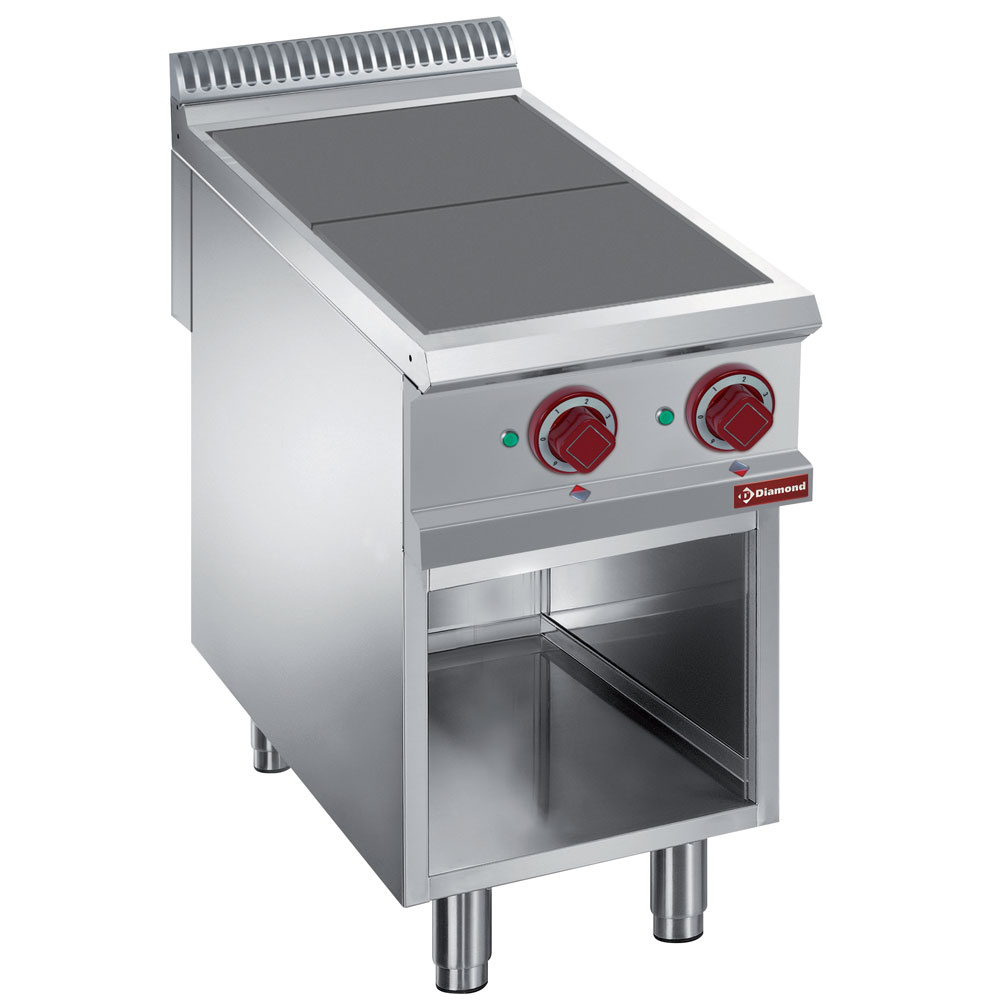 Diamond Kochserie 900 Elektro-Herd mit 2 flachen Platten, offener Unterbau