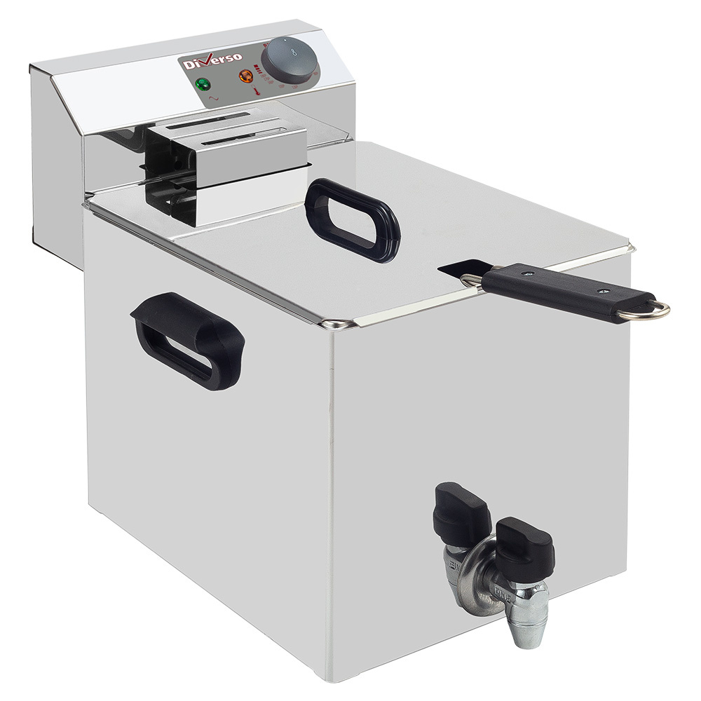 Diverso Friteusen Elektro -Tischfriteuse 8 Liter + Ablasshahn
