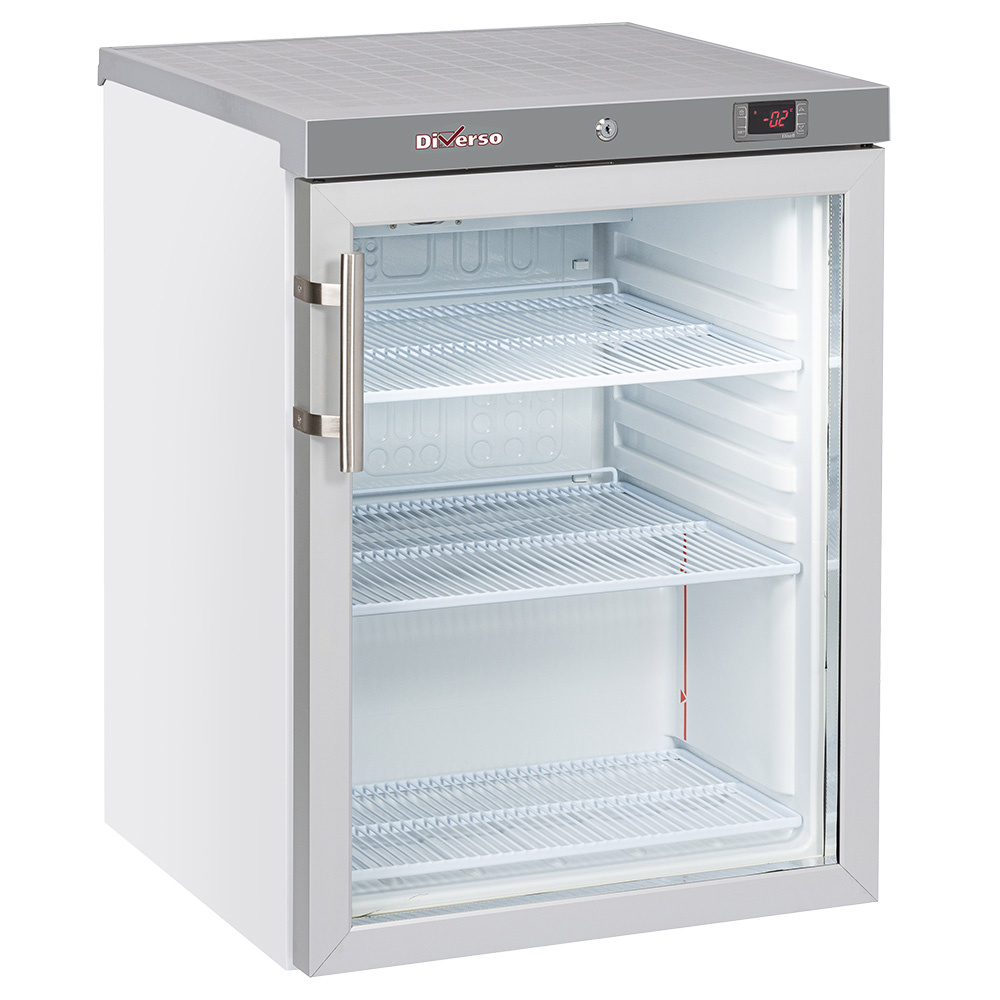Diverso Kuehl/Gefrieschraenke Kühlschrank, Glastür, belüftet, 200 Liter - Weiss