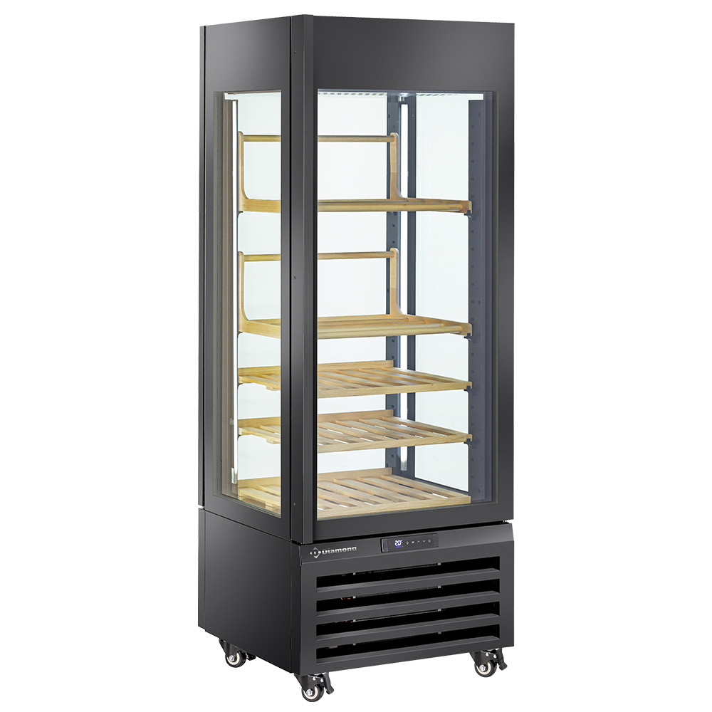 Diamond 440 Lt / WINE Vollverglaste Vitrine" 440 l, 1 Ebene + 4 Regale, belüftet - WINE - SCHWARZ