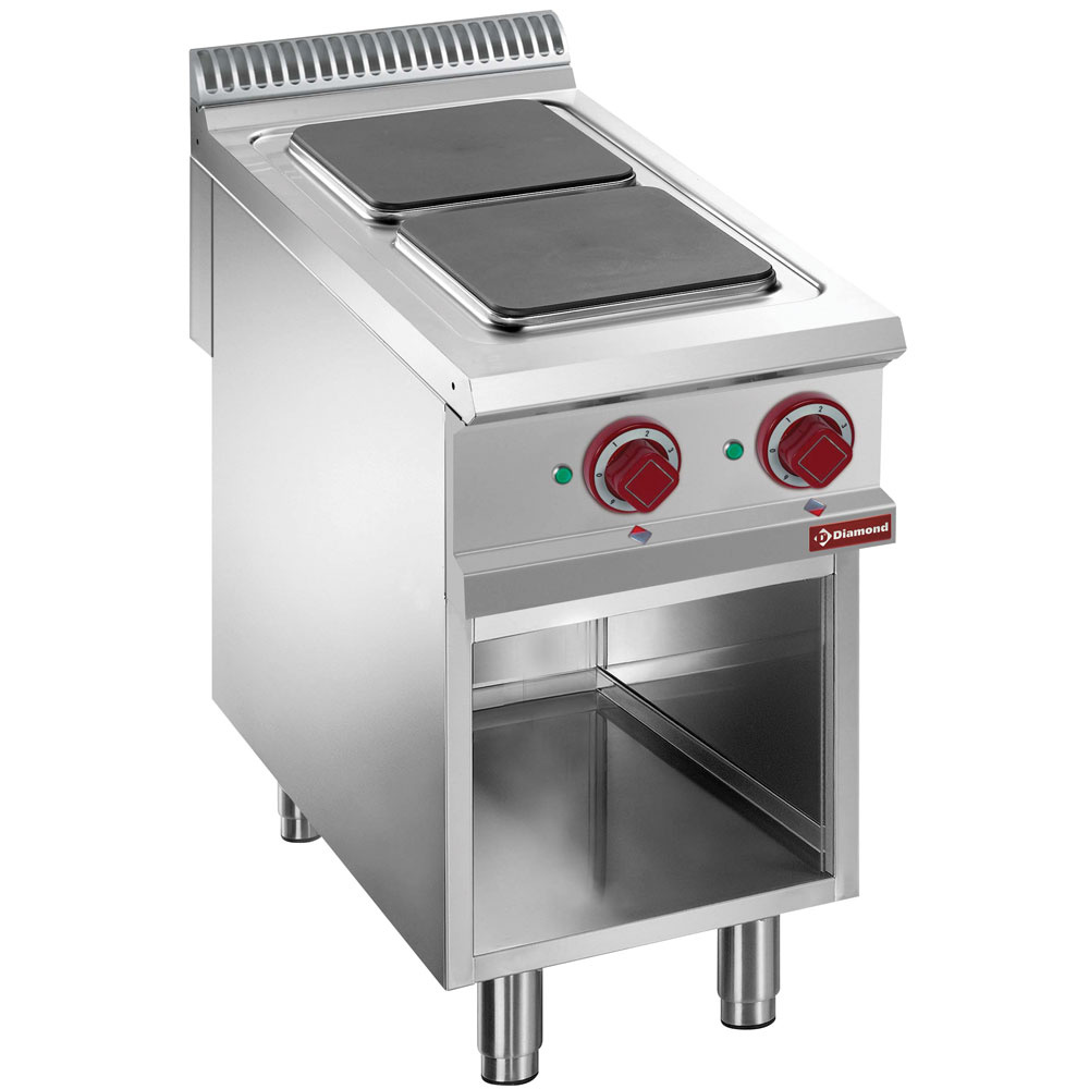 Diamond Kochserie 900 Elektro Plattenherd mit 2 rechteckigen Elektro-Platten, offener Unterbau