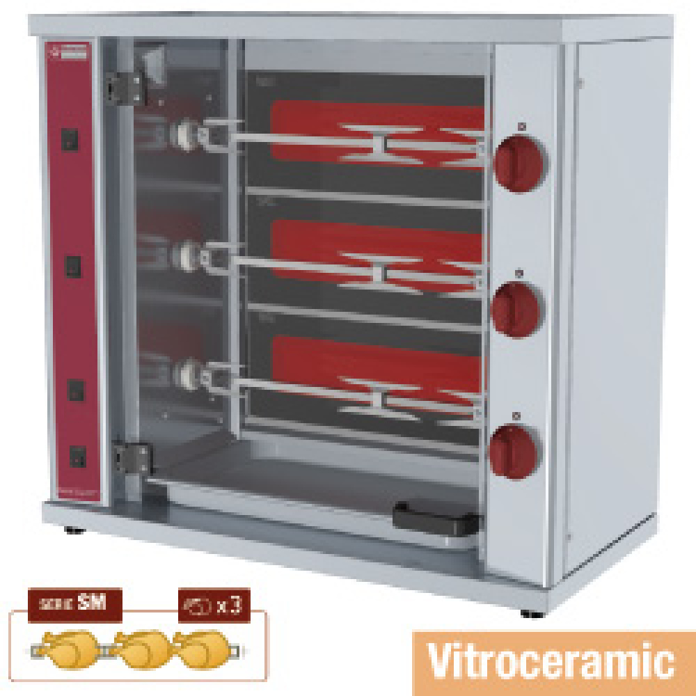 Diamond EL. Vitrocéramique KLEINER Hähnchengrill Glaskeramik, 3 Spieße