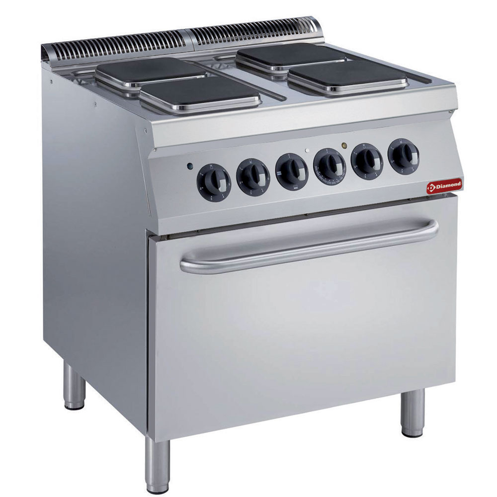 Diamond Kochserie MAXIMA 700+ Elektro Plattenherd mit 4 rechteckige Kochplatten, Elektrobackofen GN 2/1