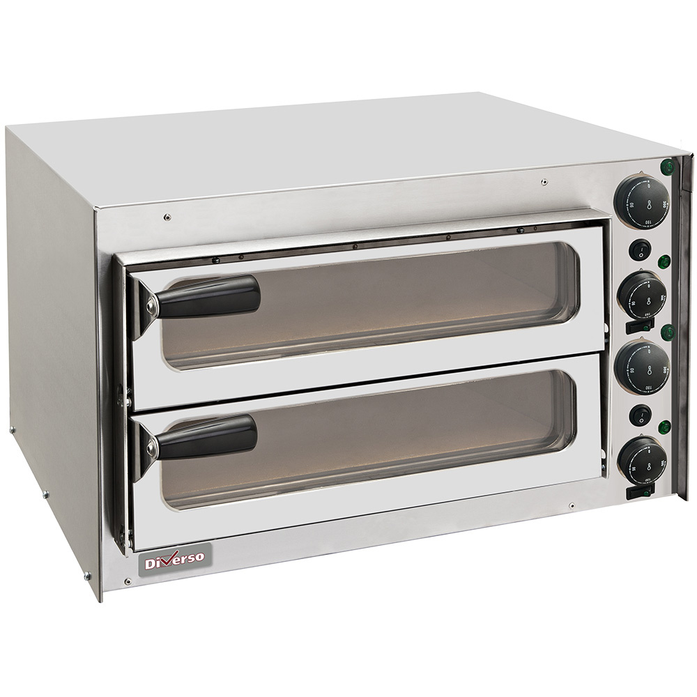 Diverso Pizzaoefen Pizzaofen 350 mm, mit Glastür, mit Doppelkammer