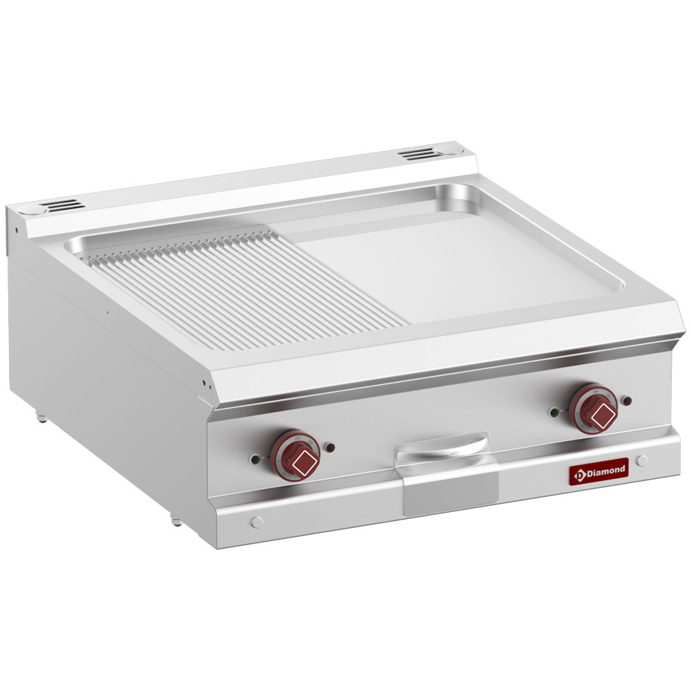 Diamond Kochserie OPTIMA 700 Elektro-Grillplatte, glatt 1/2, gerillt 1/2, hartverchromt, Mod. 1/1 -Top-