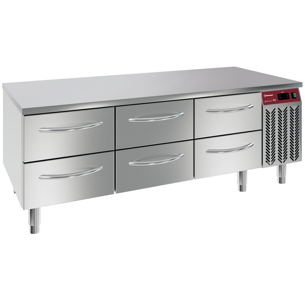 Diamond Unterbaukuehler Kühlunterbau, 6x 1/2 Schubladen GN 1/1- h 100 mm