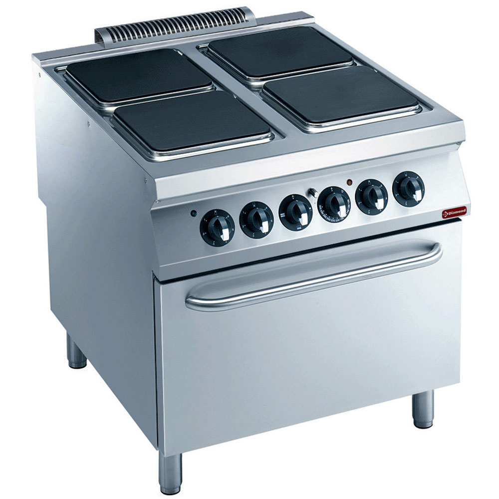Diamond Kochserie 900+ Elektro Plattenherd mit 4 Kochplatten auf Elektrobackofen