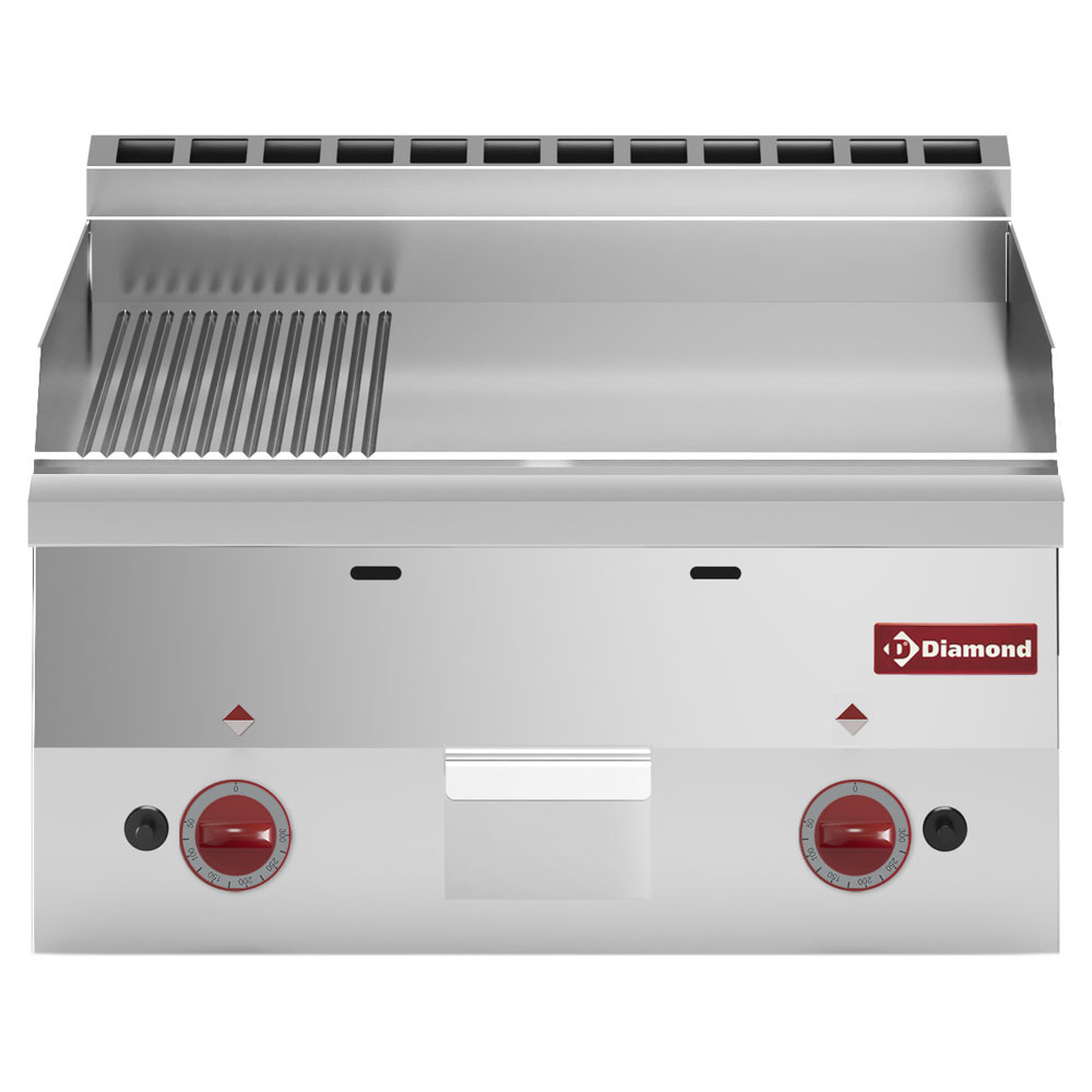 Diamond Kochserie PRO 600 Gas Grillplatte 2/3 glatt und 1/3 gerillt -Top-