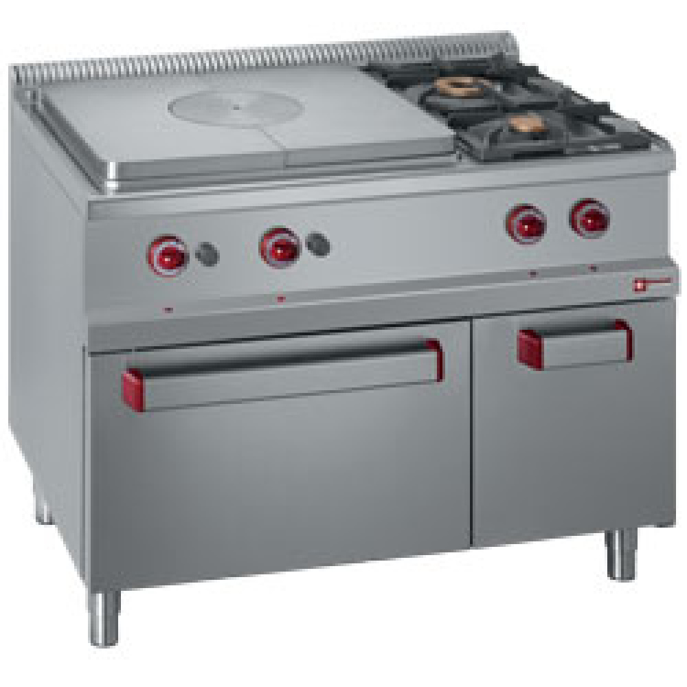 Diamond GAS Gas Glühplatte, 2 Brenner, Gasbackofen GN 2/1, Unterbau GN1/1