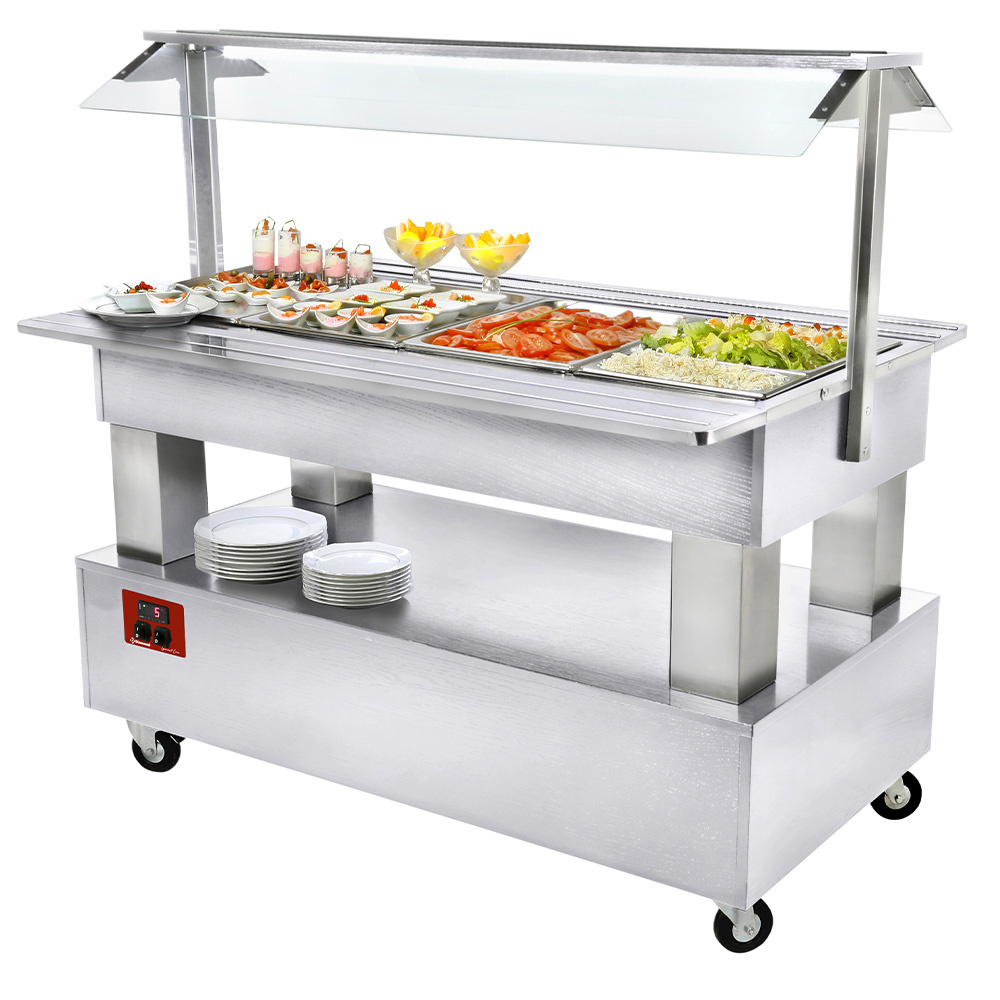 Diamond Gekühlt / 4xGN 1 / 1 Buffet- gekühlte Salatbar, 4x GN1/1-150 (weißes Holz)