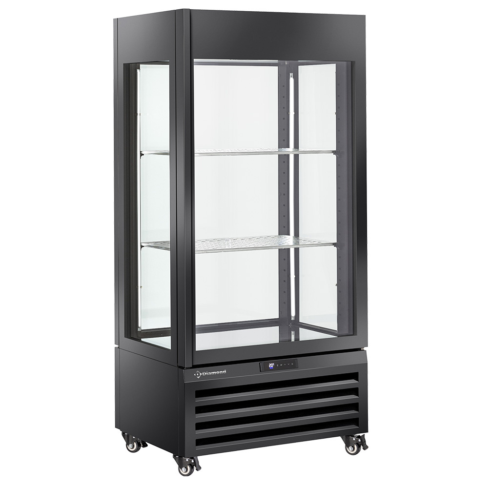 Diamond 600 Lt / WINE Vollverglaste Vitrine" 600 l, 1 Ebene + 2 Regale, belüftet - WINE - SCHWARZ