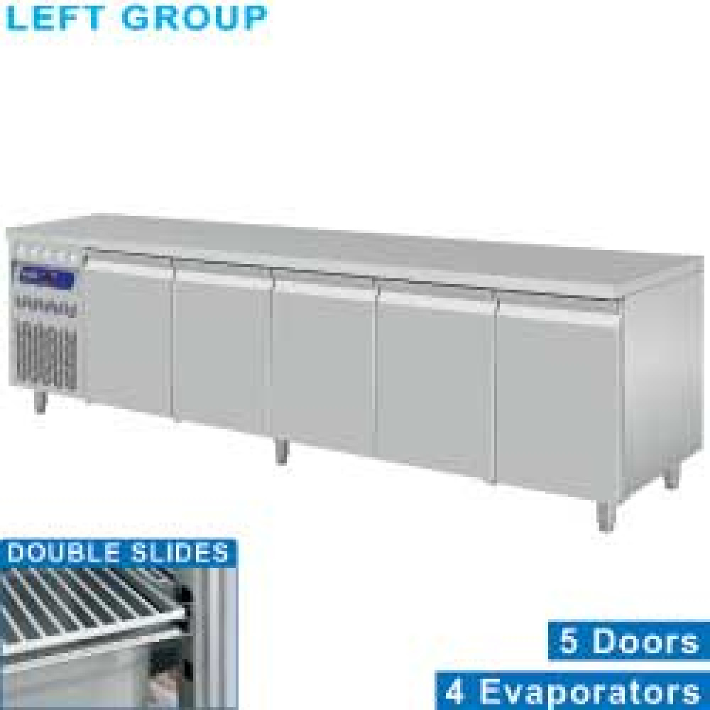 Diamond 700 MM / GN 1/1 Umluft- Kühltisch, 5 Türen GN 1/1, Gruppe links