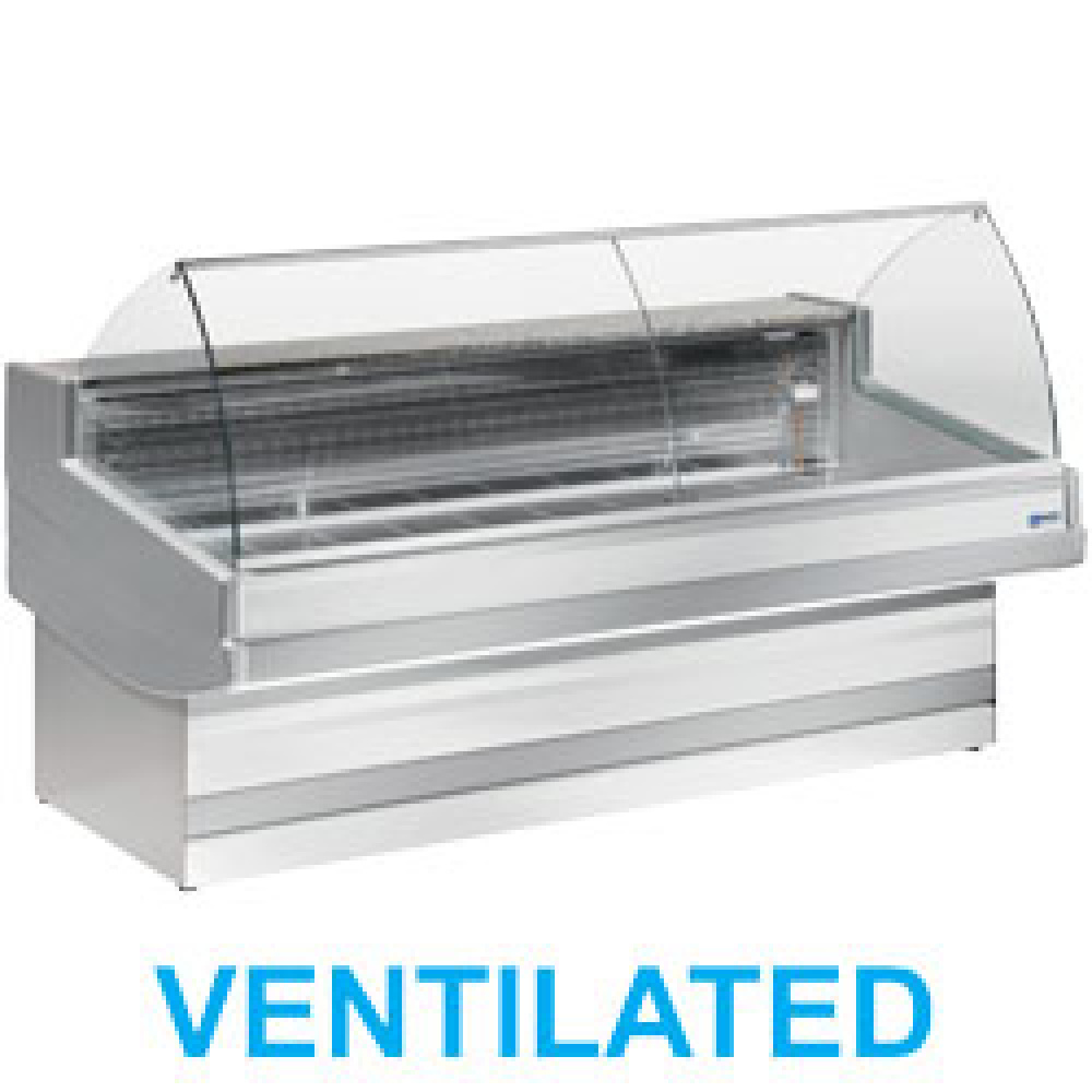 Diamond 3500 / VB / VENTILATED Belüftete Verkaufstheke gekühlt mit gebogener Glasscheibe  ohne Reservefach