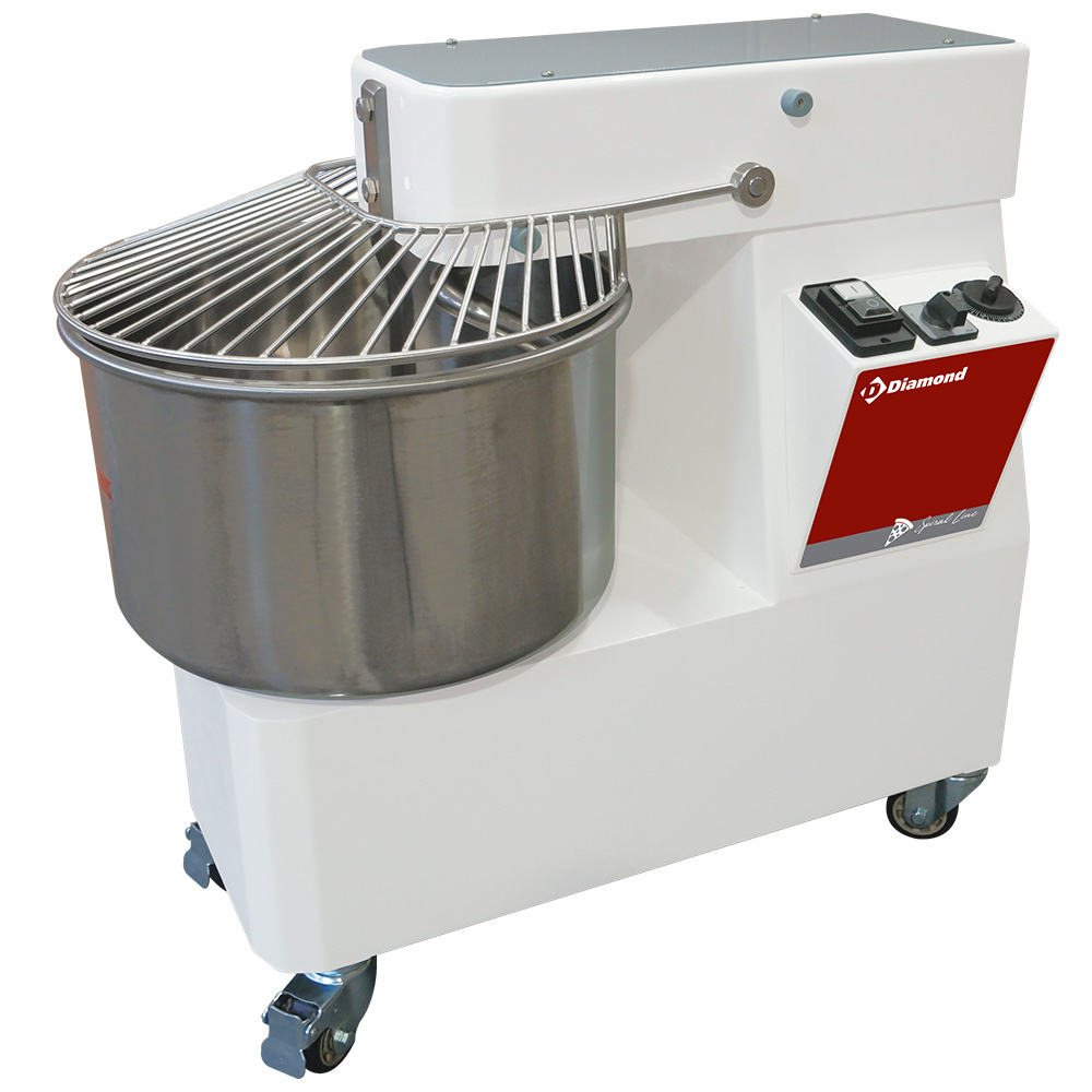 Diamond 2 SPEEDS / TIMER Spiralkneter 33 Liter, 2 Geschwindigkeiten,Timer, auf Rädern