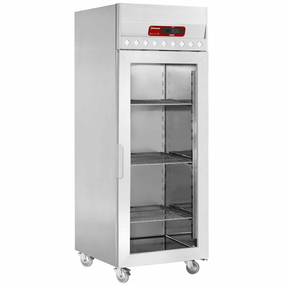 Diamond 700 Lt / GN 2/1 Umluftt-Tiefkühlschrank 700l mit 1 Glastür GN 2/1, Auf Rädern