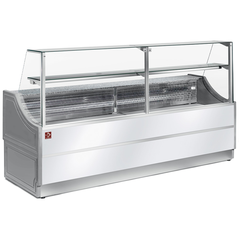 Diamond 1000 / VD / PASTRY Gekühlte Verkaufstheke gerade Glasscheibe 90°, ohne Reservefach