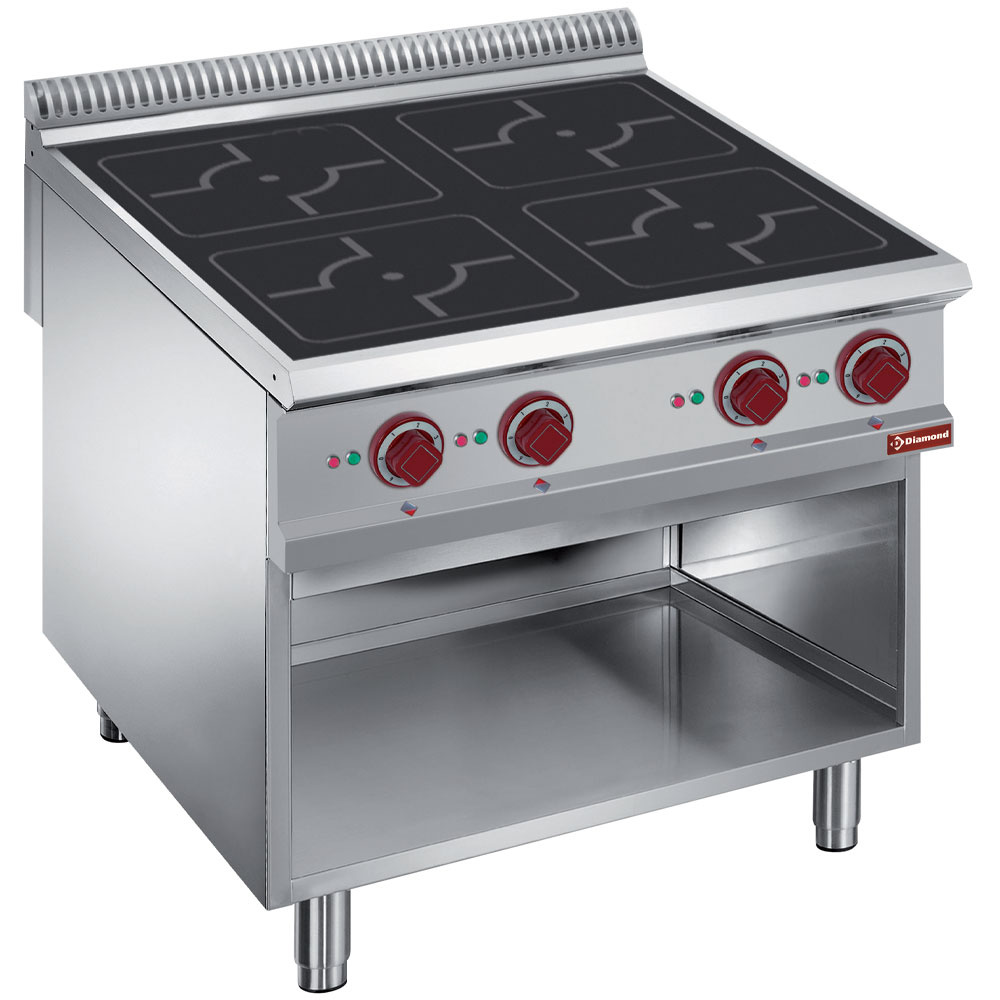 Diamond Kochserie 900 Elektro-Ofen, 4 Induktionszonen, offener Unterbau