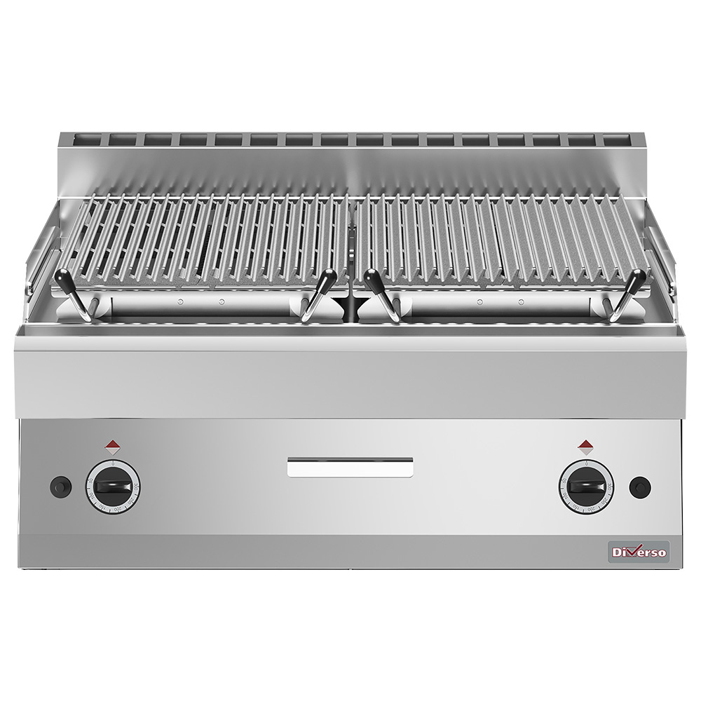 Diverso Lavastein-/Vaporgrill Lavasteingrill 1/2 Modul, Rost aus Eisen "doppelseitig"