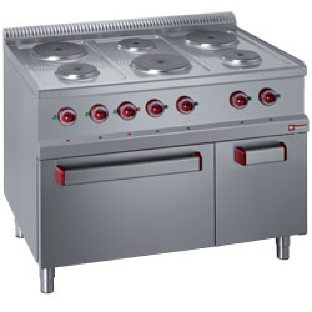 Diamond Kochserie OPTIMA 700 Elektroherd 6 runde Platten mit Elektrobackofen GN 2/1 und Elektrogrill, neutral Unterbau GN 1/1